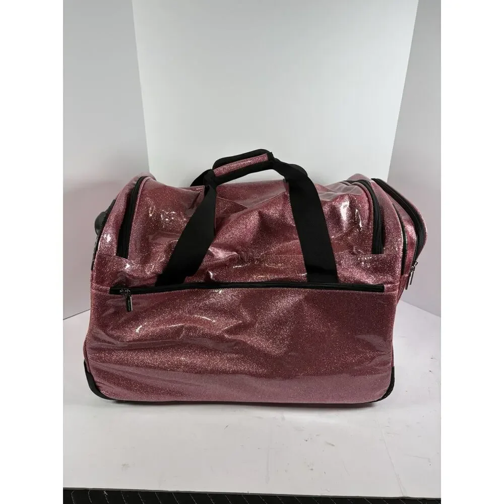 FANWOLI Rolling Pet Carrier Bag Pink Glitter Wheeled Travel Dog Cat